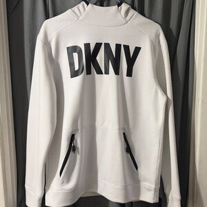 DKNY Ivory Pullover with Charcoal Lettering